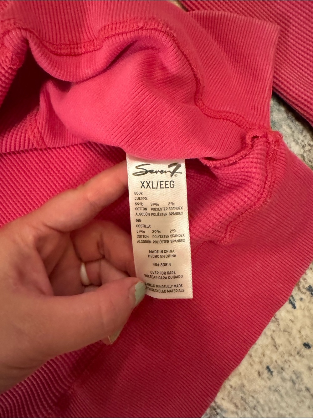 Seven7 Washed Raspberry Crewneck Sweatshirt - Picture 3 of 3